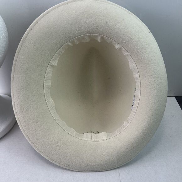 Vintage Authentic Austrian Woolfelt Cream Triple Green Braid Feather Women’s Hat - Picture 7 of 7